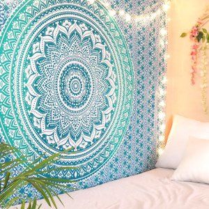 Oussum Blue Mandala Twin Tapestry For Home Decor